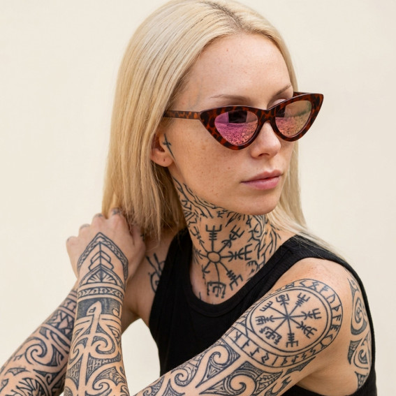 occhiali da sole donna gatta tartarugato rosa specchiato
